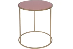 Miliboo Table D'appoint-Tables d'appoint gigognes en verre teinté rose et métal doré (lot de 2) JANE