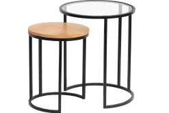 Miliboo Table D'appoint-Tables d'appoint gigognes en verre trempé et bois manguier massif TAHL