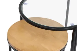 Miliboo Table D'appoint-Tables d'appoint gigognes en verre trempé et bois manguier massif TAHL