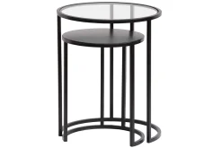 Miliboo Table D'appoint-Tables d'appoint gigognes en verre trempé et métal noir TAHL