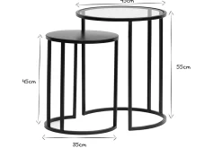 Miliboo Table D'appoint-Tables d'appoint gigognes en verre trempé et métal noir TAHL