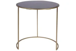 Miliboo Table D'appoint-Tables d'appoint gigognes en verre teinté noir et métal doré (lot de 2) JANE