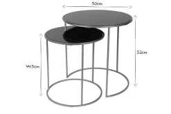 Miliboo Table D'appoint-Tables d'appoint gigognes en verre teinté noir et métal doré (lot de 2) JANE