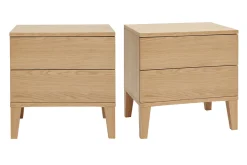 Miliboo Table De Chevet-Tables de chevet avec rangements 2 tiroirs scandinave bois clair chêne L50 cm (lot de 2) FREDDY