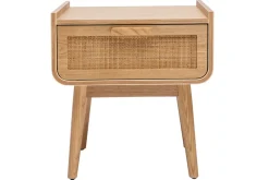 Miliboo Table De Chevet-Tables de chevet avec tiroir en bois clair frêne et cannage rotin L50 cm (lot de 2) ATHÈNE