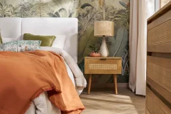 Miliboo Table De Chevet-Tables de chevet finition bois clair, cannage rotin et métal noir L50 cm (lot de 2) MANILLE