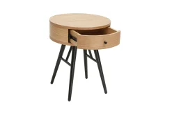 Miliboo Table De Chevet-Tables de chevet rondes avec tiroir bois clair et métal noir D41 cm (lot de 2) KORAL