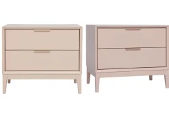 Miliboo Table De Chevet-Tables de chevet rose et métal doré avec rangements L60 cm (lot de 2) GIANA