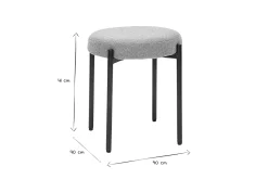 Miliboo Chaise Design-Tabouret bas empilable en tissu effet velours texturé gris clair et métal noir H41 cm KIKO