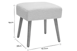 Miliboo Tabouret De Bar-Tabouret bas en tissu effet laine bouclée blanc et bois clair massif H46 cm GUESTA