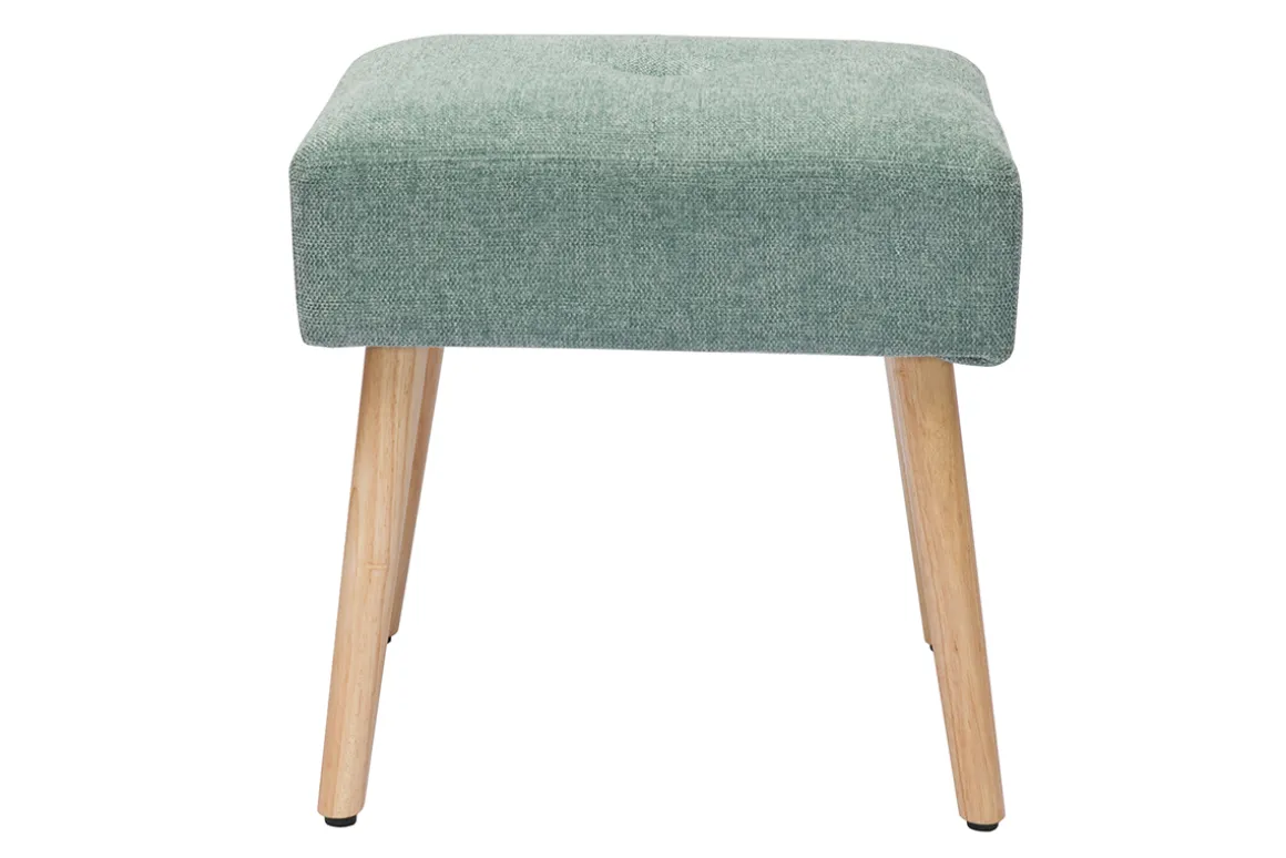 Miliboo Tabouret De Bar-Tabouret bas en tissu effet velours texturé vert céladon et bois clair massif H46 cm GUESTA