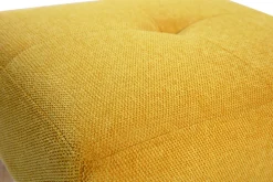 Miliboo Chaise Design-Tabouret bas en tissu effet velours texturé jaune moutarde et bois clair massif H46 cm GUESTA