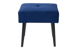 Miliboo Chaise Design-Tabouret bas en tissu effet velours texturé bleu nuit et métal noir H46 cm GUESTA