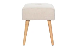 Miliboo Chaise Design-Tabouret bas en tissu effet velours texturé beige et bois clair massif H46 cm GUESTA