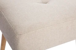 Miliboo Chaise Design-Tabouret bas en tissu effet velours texturé beige et bois clair massif H46 cm GUESTA