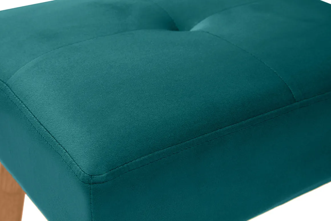 Miliboo Tabouret De Bar-Tabouret bas en tissu velours bleu pétrole et bois clair massif H46 cm GUESTA