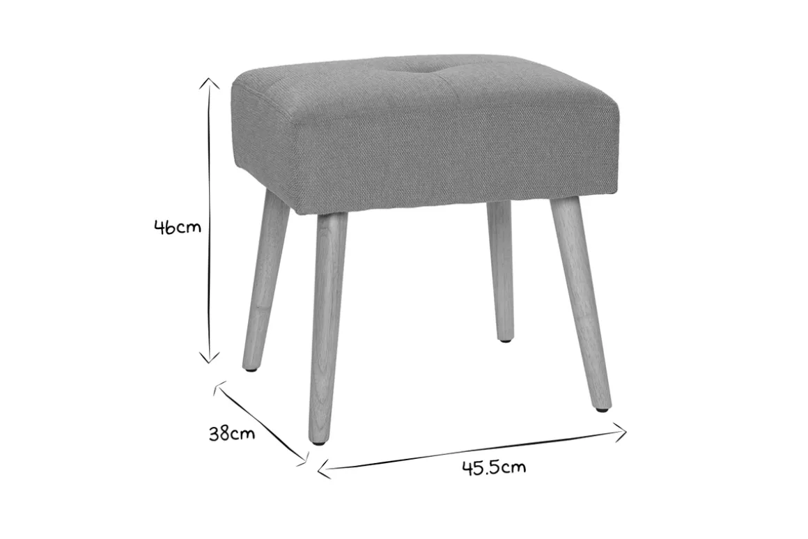 Miliboo Tabouret De Bar-Tabouret bas en tissu velours bleu pétrole et bois clair massif H46 cm GUESTA