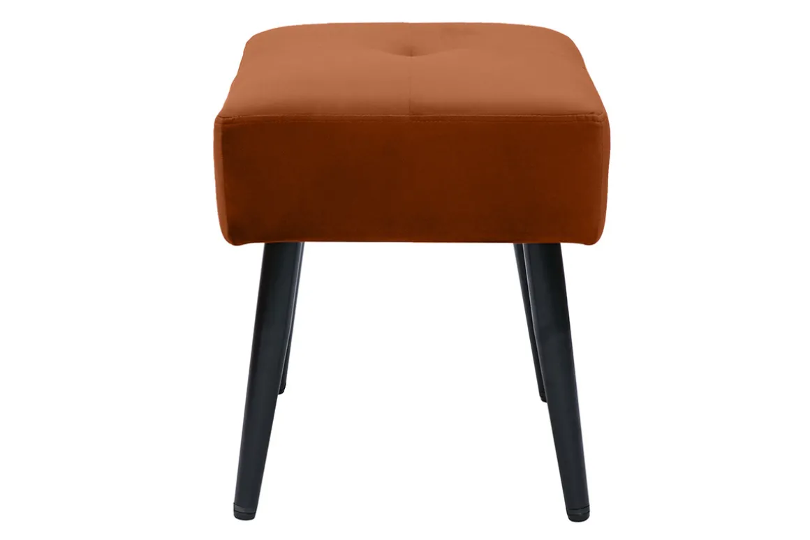Miliboo Chaise Design-Tabouret bas en velours terre brulée et métal noir H46 cm GUESTA