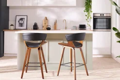 Miliboo Tabouret De Bar-Tabouret de bar design blanc et bois clair H65 cm SYRAH