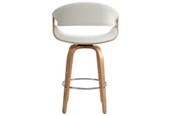 Miliboo Tabouret De Bar-Tabouret de bar design blanc et bois clair 65 cm ARAMIS