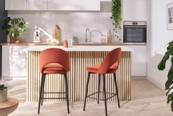 Miliboo Tabouret De Bar-Tabouret de bar design en velours terre brûlée et métal H69 cm BELLEROSE