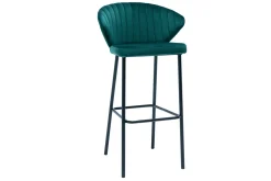 Miliboo Tabouret De Bar-Tabouret de bar design en tissu velours gaufré bleu canard H78 cm DALLY