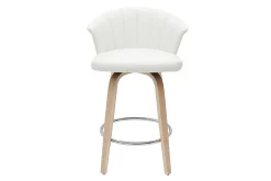 Miliboo Tabouret De Bar-Tabouret de bar design pivotant blanc et bois clair H65cm ALBIN