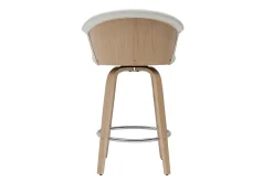 Miliboo Tabouret De Bar-Tabouret de bar design pivotant blanc et bois clair H65cm ALBIN