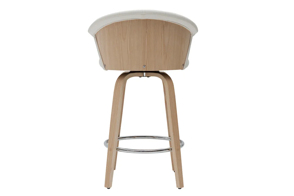 Miliboo Tabouret De Bar-Tabouret de bar design pivotant blanc et bois clair H65cm ALBIN