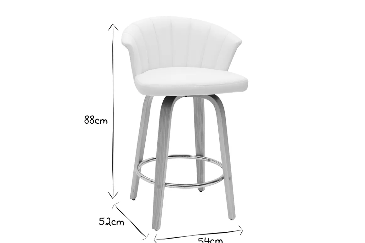 Miliboo Tabouret De Bar-Tabouret de bar design pivotant blanc et bois clair H65cm ALBIN