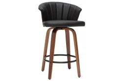 Miliboo Tabouret De Bar-Tabouret de bar design pivotant noir et bois foncé H65cm ALBIN