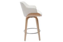 Miliboo Tabouret De Bar-Tabouret de bar design pivotant 360° blanc et bois clair H65 cm LUCIEN