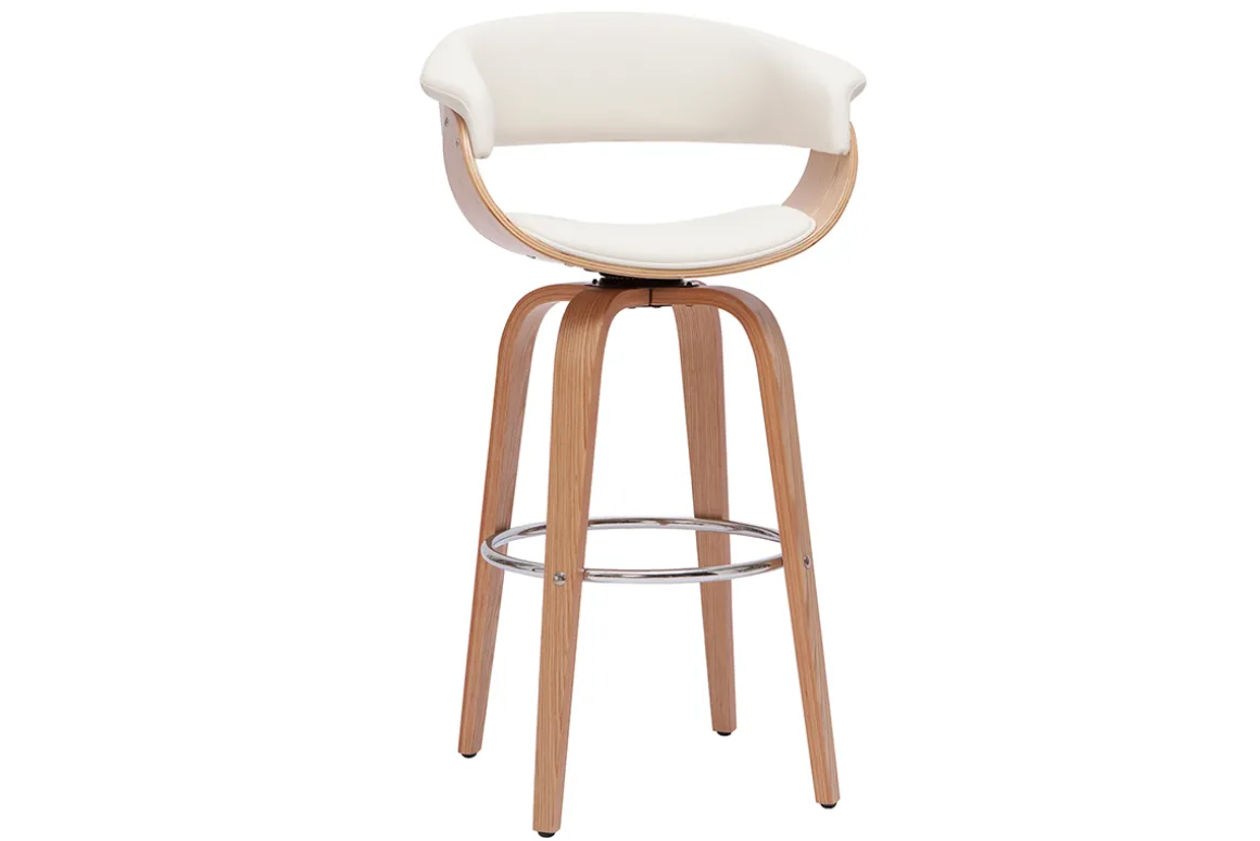 Miliboo Tabouret De Bar-Tabouret de bar design pivotant blanc et bois clair H67 cm OKTAV