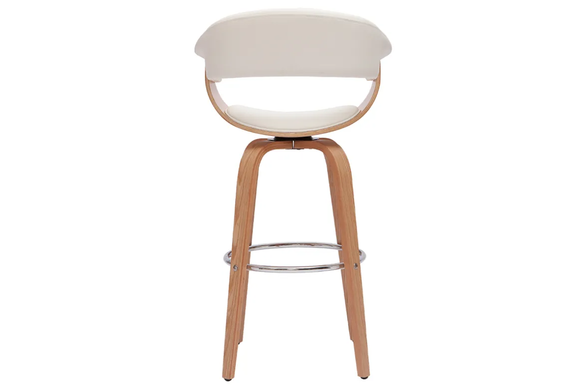 Miliboo Tabouret De Bar-Tabouret de bar design pivotant blanc et bois clair H67 cm OKTAV