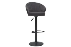 Miliboo Tabouret De Bar-Tabouret de bar design réglable et pivotant en tissu gris foncé IZAAC