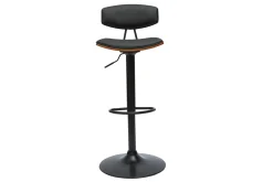 Miliboo Tabouret De Bar-Tabouret de bar design réglable noir et bois foncé VASCO