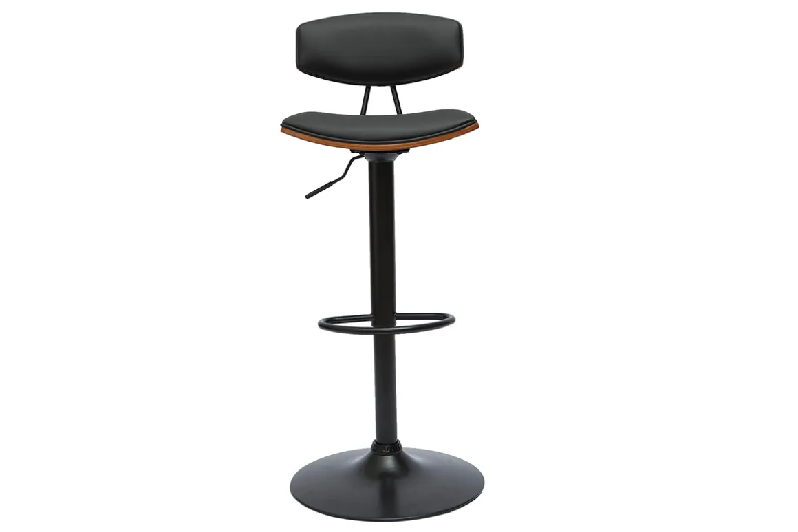 Miliboo Tabouret De Bar-Tabouret de bar design réglable noir et bois foncé VASCO