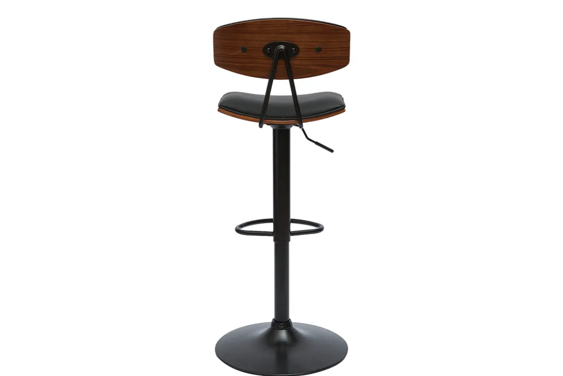 Miliboo Tabouret De Bar-Tabouret de bar design réglable noir et bois foncé VASCO
