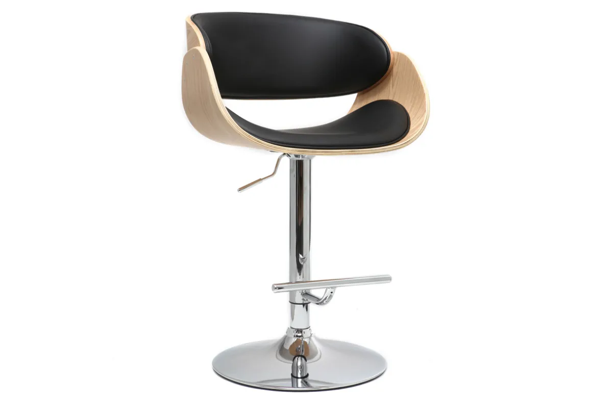 Miliboo Tabouret De Bar-Tabouret de bar design réglable noir et bois clair BENT