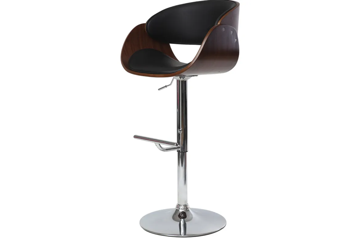 Miliboo Tabouret De Bar-Tabouret de bar design réglable noir et bois foncé BENT