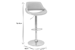 Miliboo Tabouret De Bar-Tabouret de bar design réglable pivotant 360° en tissu gris et bois clair CLASH
