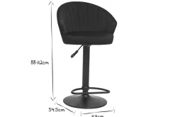 Miliboo Tabouret De Bar-Tabouret de bar design réglable et pivotant en tissu velours gaufré bleu canard IZAAC