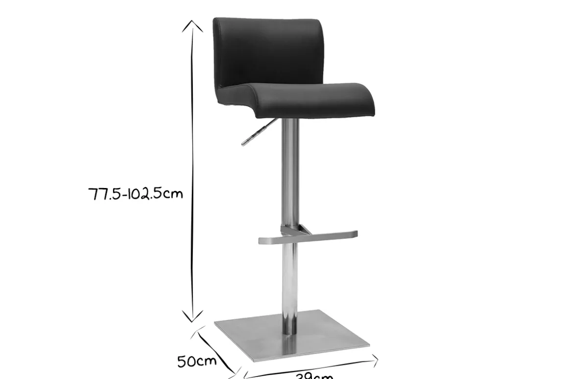 Miliboo Tabouret De Bar-Tabouret de bar design réglable noir et inox brossé SHEINA