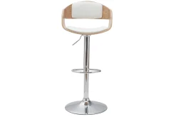 Miliboo Tabouret De Bar-Tabouret de bar design réglable blanc et bois clair EUSTACHE