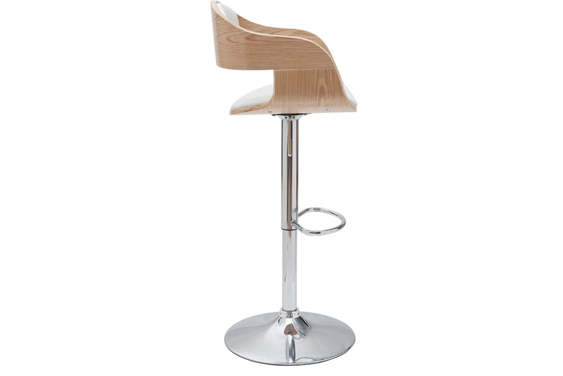 Miliboo Tabouret De Bar-Tabouret de bar design réglable blanc et bois clair EUSTACHE