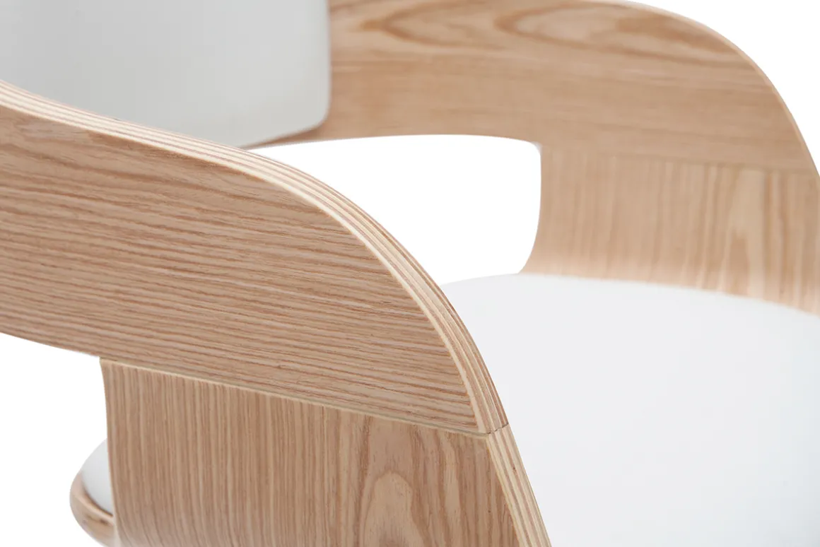 Miliboo Tabouret De Bar-Tabouret de bar design réglable blanc et bois clair EUSTACHE