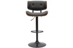 Miliboo Tabouret De Bar-Tabouret de bar design réglable pivotant 360° noir et bois foncé BASILE