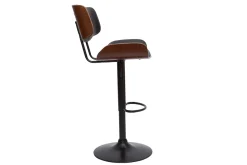 Miliboo Tabouret De Bar-Tabouret de bar design réglable pivotant 360° noir et bois foncé BASILE