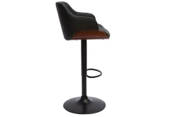 Miliboo Tabouret De Bar-Tabouret de bar design réglable pivotant 360° noir et bois foncé LUCIEN