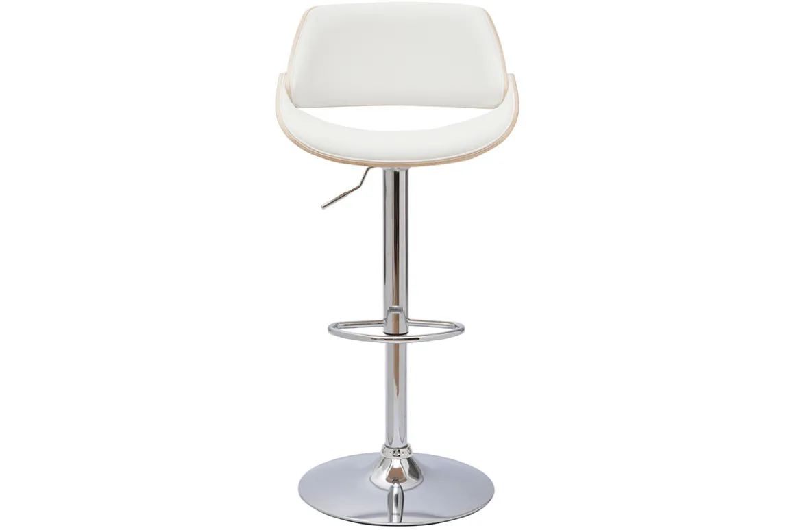 Miliboo Tabouret De Bar-Tabouret de bar design réglable pivotant 360° blanc et bois clair CLASH
